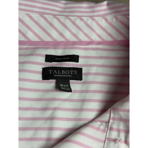 TALBOTS Pink-White Stripe Non-Iron size 18 WP Perfect Tunic - Picture 5 of 9